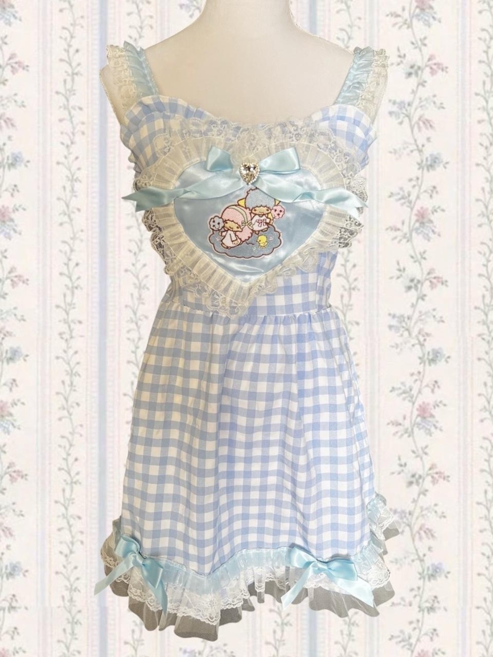 Little twin stars Blue and White Gingham dress